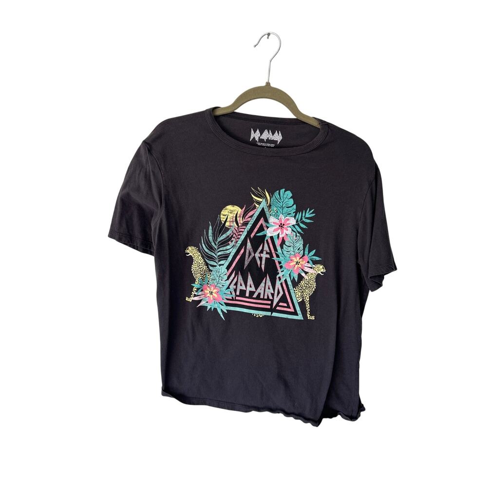 Def Leppard Black Cropped Short Sleeve Tee Small